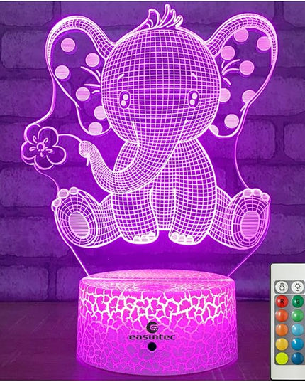 easuntec Elephant Gifts Elephant Lamp with Remote & Smart Touch 7 Colors + 16 Colors Changing Elephant Gifts for Women 4 5 6 7 8 Year Old Girl Gifts (Epht16WT) - LeafyLoom