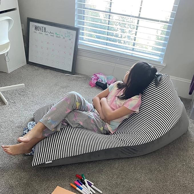 Stuffed Animal Storage Bean Bag Chair Cover | 53" Extra Large Beanbag Cover for Kids and Adults, Plush Toys Holder and Organizer for Boys and Girls | Premium Velvet - Soft & Comfortable - LeafyLoom