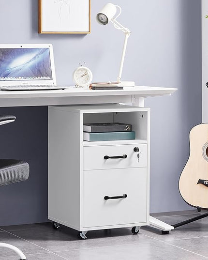Yaheetech File Cabinet Vertical File Cabinets Mobile Letter Size File Storage Organizer Small Filing Cabinet Printer Stand for Home and Office White - LeafyLoom