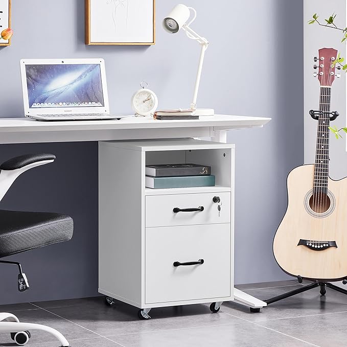 Yaheetech File Cabinet Vertical File Cabinets Mobile Letter Size File Storage Organizer Small Filing Cabinet Printer Stand for Home and Office White - LeafyLoom
