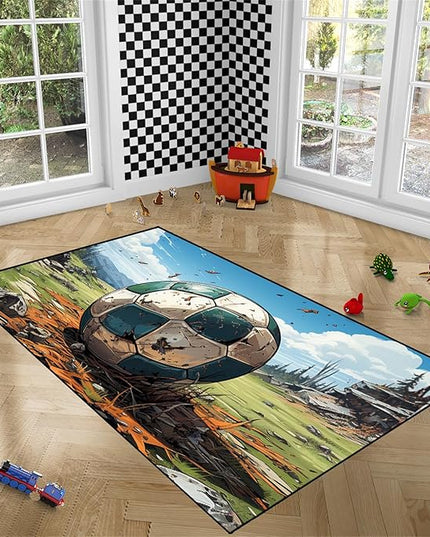 Football Rug for Boys Bedroom - Kids Rug Football Rug Basketball Rugs for Teen Boys Bedroom Football Carpet for Boys Bedroom Football Rugs for Boys Girls Sports Room,4'×5' - LeafyLoom