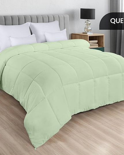 Utopia Bedding All Season 250 GSM Comforter - Plush Siliconized Fiberfill Comforters - Box Stitched (Sage Green, Queen/Full) - LeafyLoom