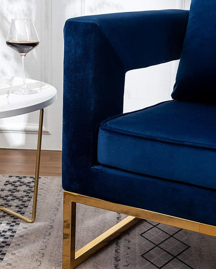 Roundhill Furniture Lenola Upholstered Accent Arm Chair, Blue 29.75D x 27.5W x 34.5H Inch - LeafyLoom