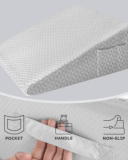 Bed Wedge Pillowcase 12" Wedge Pillow Cover Cooling and Breathable Replacement Cover Light Grey (Wedge Pillow Cover Only) - LeafyLoom