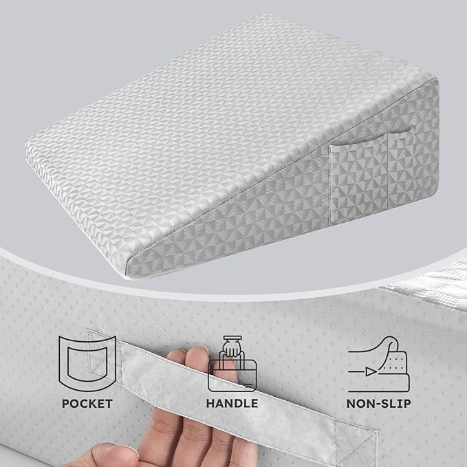 Bed Wedge Pillowcase 12" Wedge Pillow Cover Cooling and Breathable Replacement Cover Light Grey (Wedge Pillow Cover Only) - LeafyLoom
