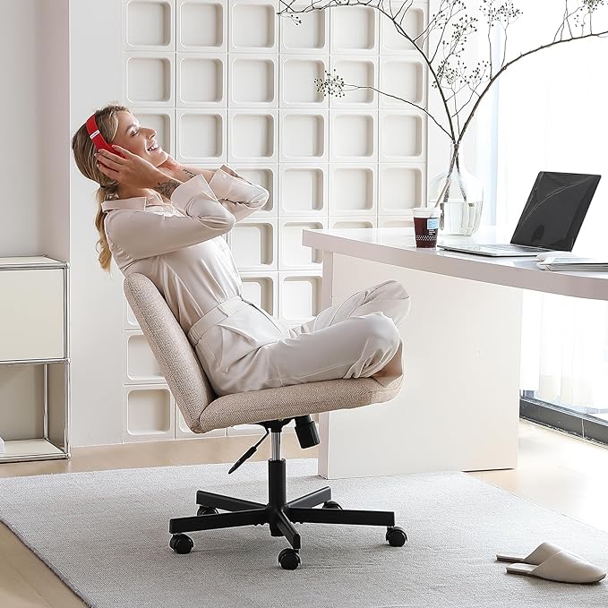LEAGOO Home Office Desk Chairs Vanity Chair Modern Computer Desk Chair Fabric Desk Chair for Home Office, Bedroom(Mixed color) - LeafyLoom