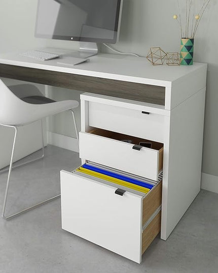 Nexera 211348 Reversible Office Desk Panel, White & Bark Grey - LeafyLoom
