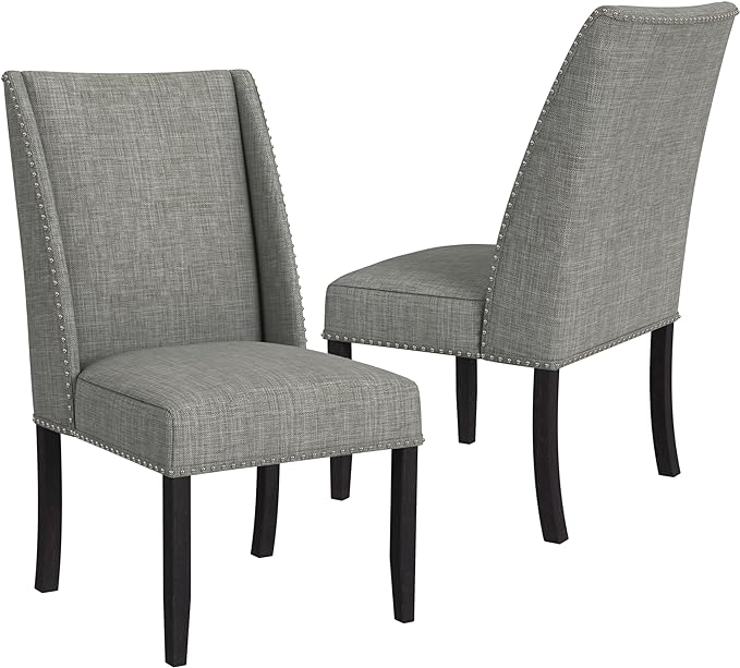 HomePop Classic Parsons Dining Chairs, Gray Woven(set of 2) - LeafyLoom