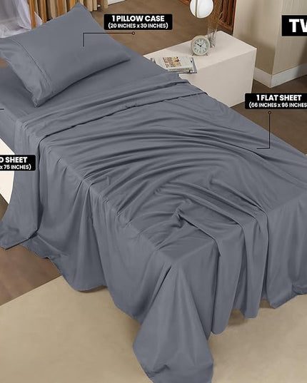 Utopia Bedding Twin Bed Sheets Set - 3 Piece Bedding - Brushed Microfiber - Shrinkage and Fade Resistant - Easy Care (Twin, Grey) - LeafyLoom