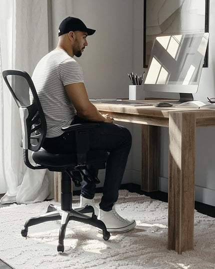 Flash Furniture Nicholas Mid-Back Black Mesh Multifunction Executive Swivel Ergonomic Office Chair with Adjustable Arms - LeafyLoom