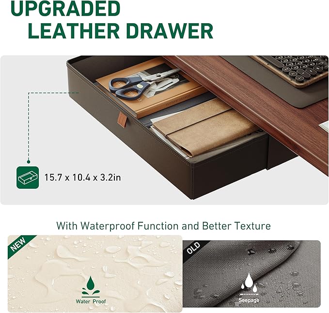 FEZIBO Standing Desk with Drawer, 40 x 24 Inches Adjustable Height Electric Stand up Desk with Storage, Sit Stand Home Office Desk, Black Walnut - LeafyLoom