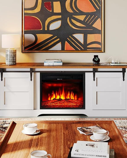 oneinmil Fireplace TV Stand with 18” Electric Fireplace, 58” TV Console Stand for TVs Up to 65", Entertainment Center, Fireplace for The Living Room TV Stand, White - LeafyLoom