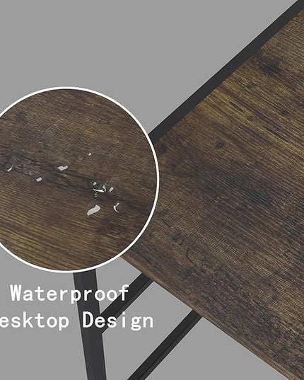 Folding Small Computer Desk, Foldable Space-Saving Home Office Table, Simple Study Writing Gaming Workstation for Small Space, No Assembly Needed, Rustic Brown - LeafyLoom