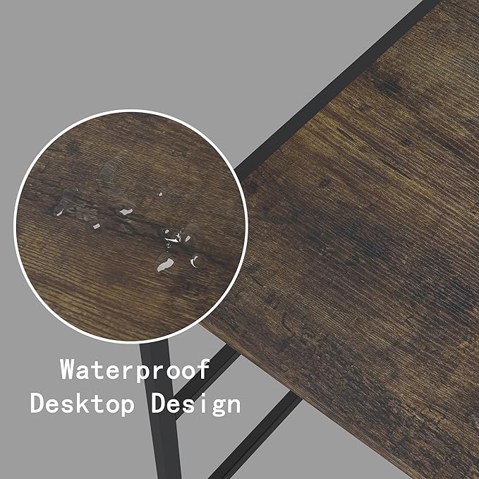 Folding Small Computer Desk, Foldable Space-Saving Home Office Table, Simple Study Writing Gaming Workstation for Small Space, No Assembly Needed, Rustic Brown - LeafyLoom