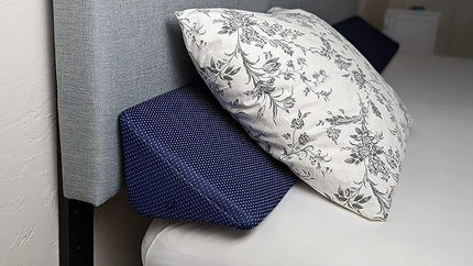 Insieme Queen Size Headboard Wedge Pillow (Blue) | Multi-Use Foam Bed Gap Filler for Covering Gaps Between Bed and Headboard or Wall (60x8x6x10 inch) - LeafyLoom