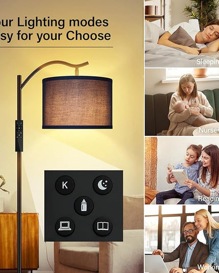 BoostArea Floor Lamp for Living Room,Arc Floor Lamp with Remote Control,Stepless Dimmable Brightness & Colors Temperature 2700k-6500k,Modern Standing Lamp for Bedroom Study Room Office,Blue - LeafyLoom
