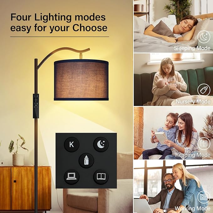 BoostArea Floor Lamp for Living Room,Arc Floor Lamp with Remote Control,Stepless Dimmable Brightness & Colors Temperature 2700k-6500k,Modern Standing Lamp for Bedroom Study Room Office,Blue - LeafyLoom