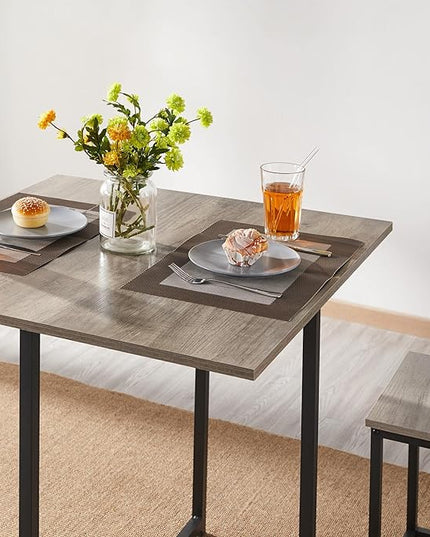 Yaheetech 5-Piece Dining Table Set - Industrial Kitchen & Chairs Sets for 4 Compact with Stools Space-Saving Design Apartment, Small Space, Breakfast Nook, Gray - LeafyLoom