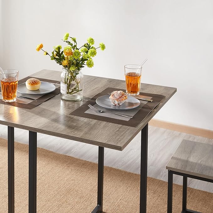 Yaheetech 5-Piece Dining Table Set - Industrial Kitchen & Chairs Sets for 4 Compact with Stools Space-Saving Design Apartment, Small Space, Breakfast Nook, Gray - LeafyLoom