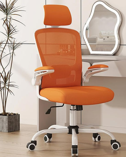 Mimoglad Office Chair, High Back Ergonomic Desk Chair with Adjustable Lumbar Support and Headrest, Swivel Task Chair with flip-up Armrests for Guitar Playing, 5 Years Warranty - LeafyLoom