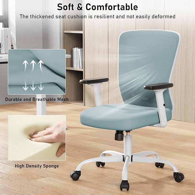 Office Chair, Ergonomic Desk Chair with Adjustable High Back, Breathable Mesh Computer Chair with Adjustable Armrests, Rolling Swivel Comfy Task Chairs, Executive Chair for Home Office - LeafyLoom