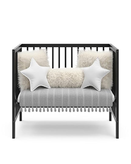 Graco Teddi 4-in-1 Convertible Mini Crib with Bonus Water-Resistant Mattress (Black) – GREENGUARD Gold Certified, 2.75-Inch Mattress Included, Convenient Size, Easy 30-Minute Assembly - LeafyLoom