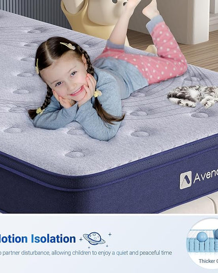 Avenco Twin Mattresses, Hybrid Mattress Twin 10 Inch, Medium Firm Twin Mattress in a Box for Pressure Relief and Sound Sleep, Wrapped Coils and CertiPUR-US Foam, Soft Breathable Fabric - LeafyLoom