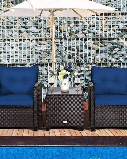 3 PCS Patio Furniture Set, OneSize, Navy - LeafyLoom