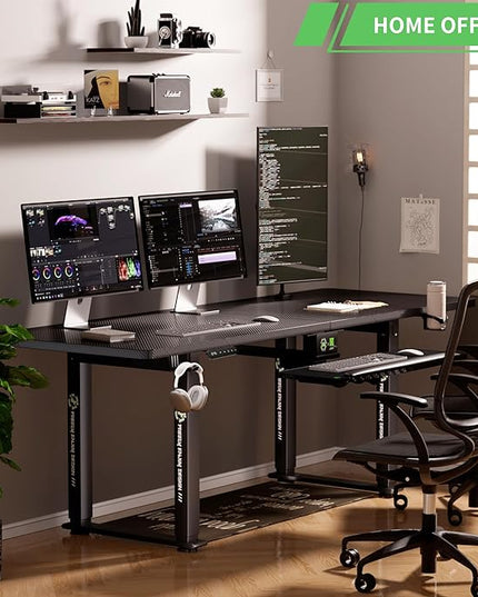 X-Win Electric Height Adjustable Standing Desk, 71" x 31.5" Inch 4-Leg Ergonomic Sit to Stand Desk for Home Office, Powerful Dual Motor Work Desk, Carbon Fiber Textured Black - LeafyLoom