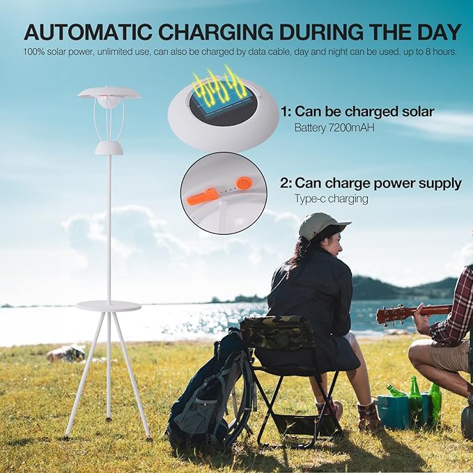 Outdoor Floor Lamp is Solar Powered, Equipped with Three Level Dimming Outdool Solar Lamp, and a Windproof Outdoor Floor Lamp with a Table, Suitable for Terraces, Decks, and Outdoor Spaces - LeafyLoom