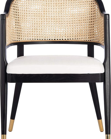 Safavieh Couture Home Collection Rogue Black/Natural Rattan Living Room Dining Accent Chair (Fully Assembled) SFV4106A - LeafyLoom