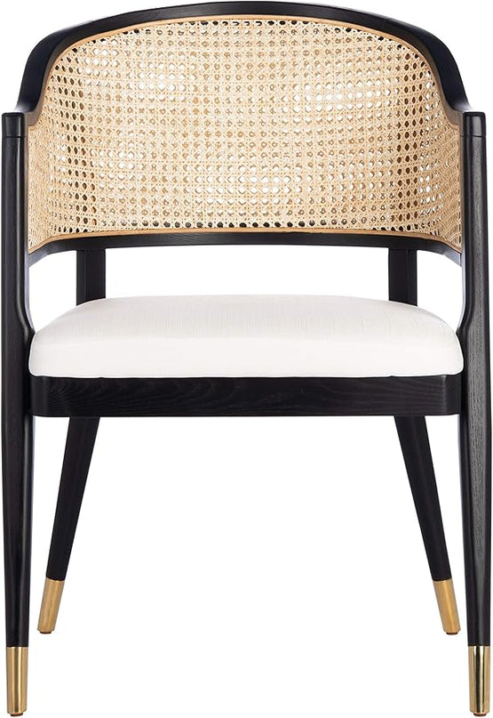 Safavieh Couture Home Collection Rogue Black/Natural Rattan Living Room Dining Accent Chair (Fully Assembled) SFV4106A - LeafyLoom