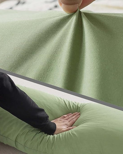 WhatsBedding Memory Foam Body Pillow with Breathable Zippered Cotton Cover, Full Body Pillow for Adults, Long Pillow for Sleeping, Firm Body Pillow Fluffy Supportive - Sage Green - LeafyLoom