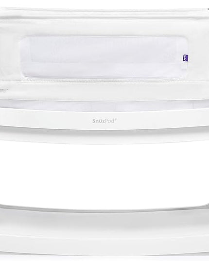 SnuzPod4, Bassinet Bedside Sleeper - Comfortable Baby Crib and Bed, 3D Breathable Mattress, Fits Bed with Adjustable Max. Height of 28.5”, Machine Washable Mesh Liner (White) - LeafyLoom