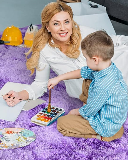 AROGAN Soft Rainbow Area Rugs for Girls Room 2x6 Feet, Fluffy Girls Bedroom Rugs, Princess Rug, Cute Colorful Carpet for Kids Teens Nursery Toddler （Purple） - LeafyLoom