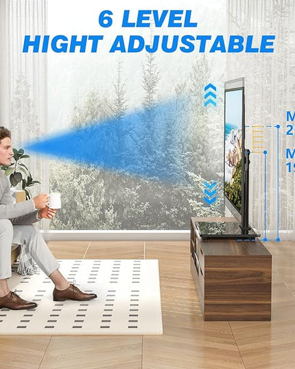 Universal TV Stand Mount for 27-60 inch TVs, Height Adjustable Table Top TV Stand Holds up to 88lbs, TV Mount Stand with Tempered Glass Base, Replacement TV Base Stands Max VESE 400x400mm - LeafyLoom