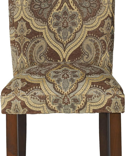 HomePop Parsons Upholstered Accent Dining Chair, Set of 2, Blue and Brown Paisley - LeafyLoom
