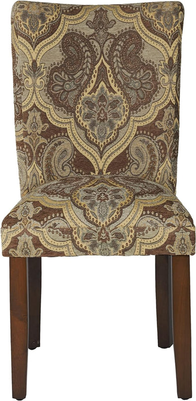 HomePop Parsons Upholstered Accent Dining Chair, Set of 2, Blue and Brown Paisley - LeafyLoom