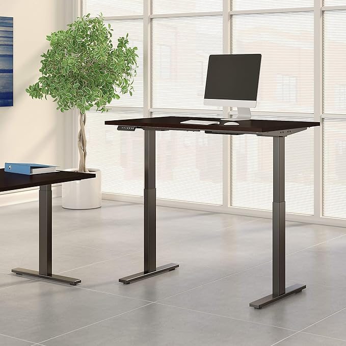 Bush Business Furniture Move 60 Electric Ergonomic Sit-Stand Computer Table for Home and Professional Office, 48W x 24D, Mocha Cherry - LeafyLoom