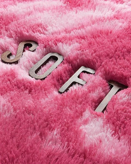 5x8 Large Area Rugs for Living Room, Super Soft Fluffy Modern Bedroom Rug, Tie-Dyed Blush Pink Indoor Shag Fuzzy Carpets for Girls Kids Nursery Room Home Decor - LeafyLoom