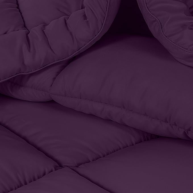 Utopia Bedding Queen Size Comforter Set with 2 Pillow Shams, Bedding Comforter Sets, Down Alternative Plum/Purple Comforter, Soft and Comfortable, Machine Washable (Pack of 4) - LeafyLoom