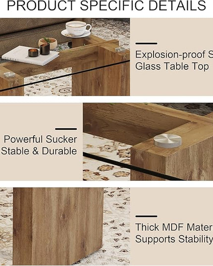 NicBex 43.3Inch Rectangular Dining Table,Modern Kitchen Table with Tempered Glass Tabletop and Wood MDF Legs for 4 to 6,Dining Room Table for Kitchen,Meeting Room and Living Room,Easy Clean,Wood - LeafyLoom