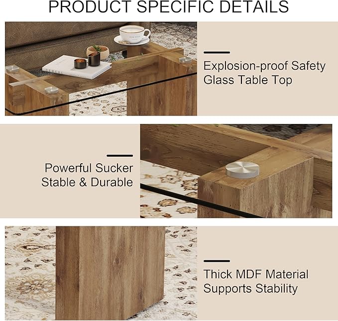 NicBex 43.3Inch Rectangular Dining Table,Modern Kitchen Table with Tempered Glass Tabletop and Wood MDF Legs for 4 to 6,Dining Room Table for Kitchen,Meeting Room and Living Room,Easy Clean,Wood - LeafyLoom