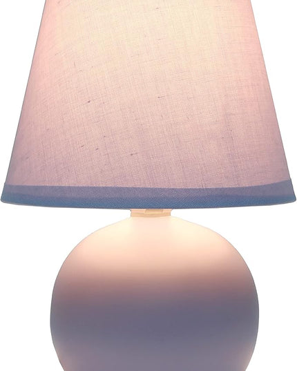 Simple Designs LT2008-PRP Mini Ceramic Globe Table Lamp with Matching Fabric Shade, Purple - LeafyLoom