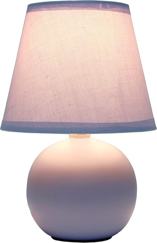 Simple Designs LT2008-PRP Mini Ceramic Globe Table Lamp with Matching Fabric Shade, Purple - LeafyLoom