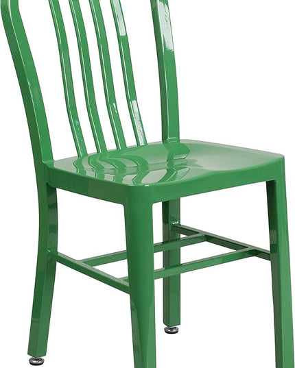 Flash Furniture Gael Commercial Grade 2 Pack Green Metal Indoor-Outdoor Chair - LeafyLoom