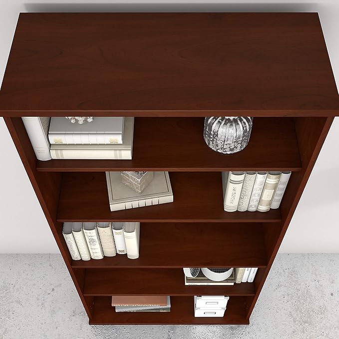 Bush Furniture 136HC-Z Studio C 5-Shelf 73-Inch H Bookcase, Hansen Cherry - LeafyLoom