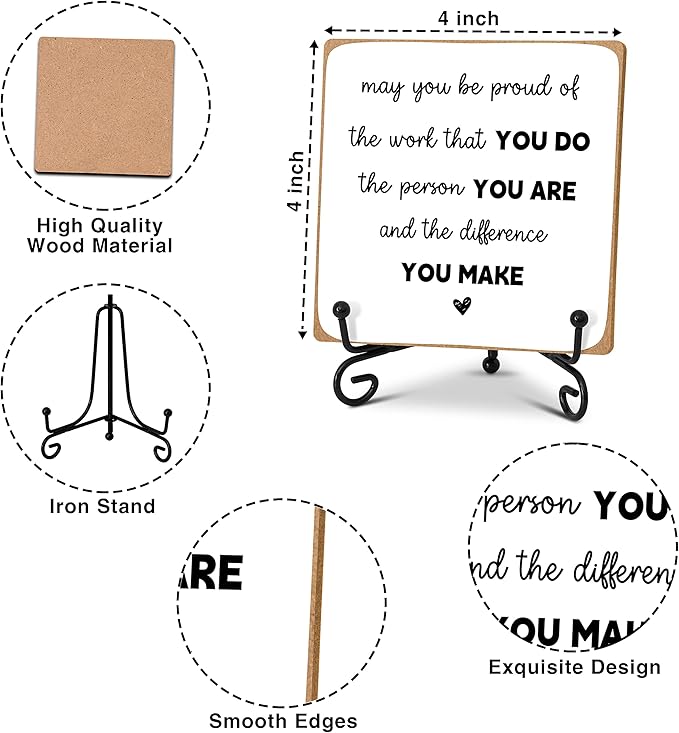 Home Office Desk Decor Wood Plaque with Stand, Coworker Gifts For Women Men Retirement Gifts Going Away Gift Leaving Gifts For Coworker Boss Leader Colleague Friends -A26 - LeafyLoom