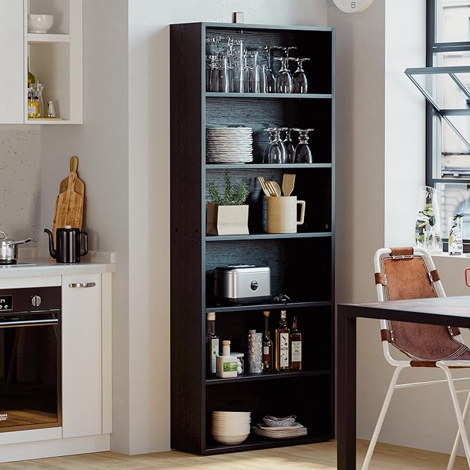 IRONCK Bookshelves and Bookcases Floor Standing 6 Tier Display Storage Shelves 70in Tall Bookcase Home Decor Furniture for Home Office, Living Room, Bed Room - LeafyLoom