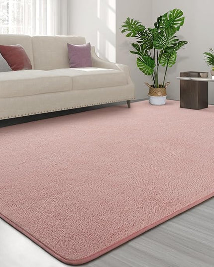 Area Rugs for Bedroom Living Room, 4x6 Pink Super Soft Comfy Thickened Memory-Foam Indoor Carpets, Modern Aesthetic Minimalist Carpet for Boys Girls Adults Apartment Nursery Home Décor - LeafyLoom